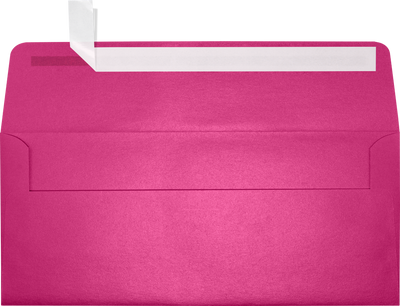 Azalea Fuchsia Pink Metallic 32lb #10 Square Flap Envelopes (4 1/8 x 9 1/2) with Peel & Seal