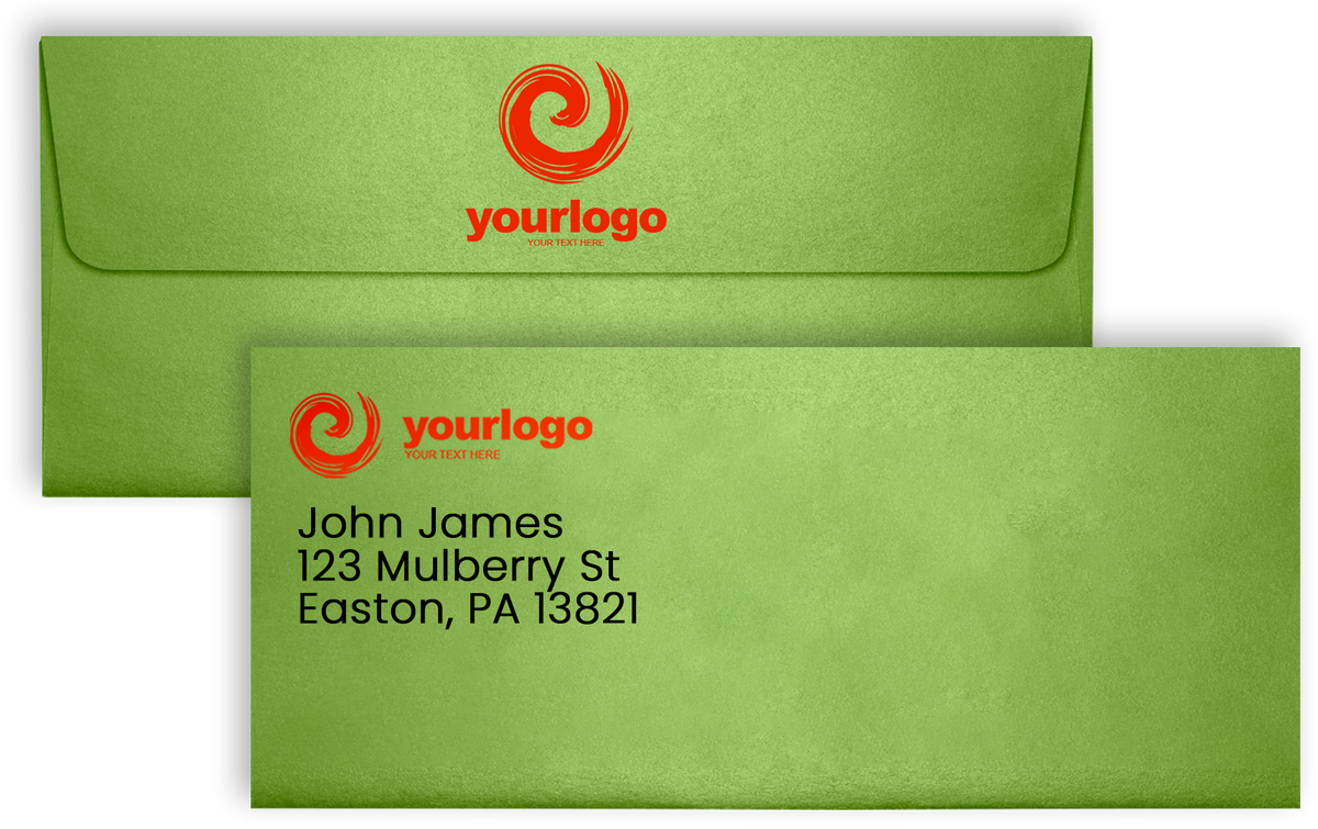 Lime Green Metallic 32lb #10 Square Flap Envelopes (4 1/8 x 9 1/2) with Peel & Seal