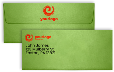 Lime Green Metallic 32lb #10 Square Flap Envelopes (4 1/8 x 9 1/2) with Peel & Seal