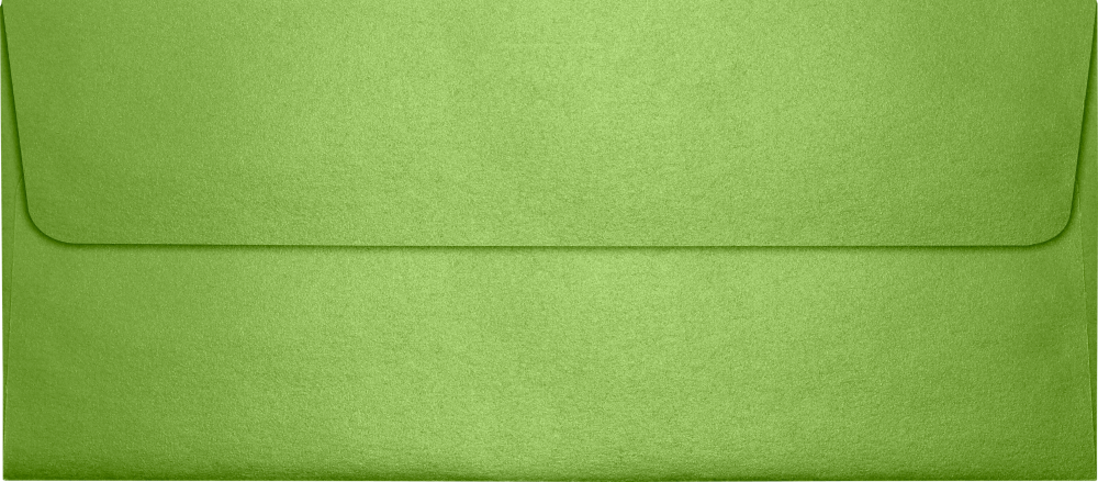 Lime Green Metallic 32lb #10 Square Flap Envelopes (4 1/8 x 9 1/2) with Peel & Seal