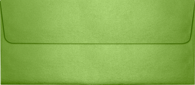 Lime Green Metallic 32lb #10 Square Flap Envelopes (4 1/8 x 9 1/2) with Peel & Seal