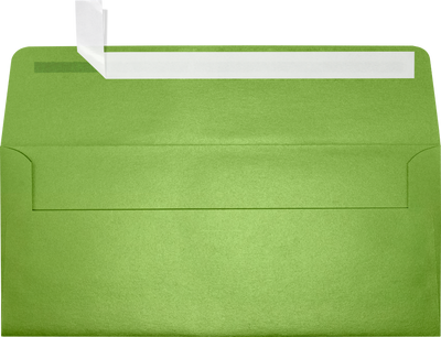 Lime Green Metallic 32lb #10 Square Flap Envelopes (4 1/8 x 9 1/2) with Peel & Seal