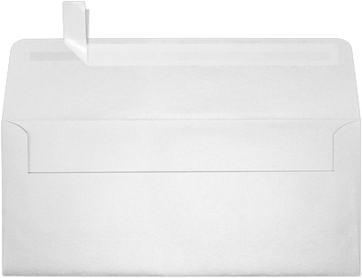 Crystal White Metallic 32lb #10 Square Flap Envelopes (4 1/8 x 9 1/2) with Peel & Seal