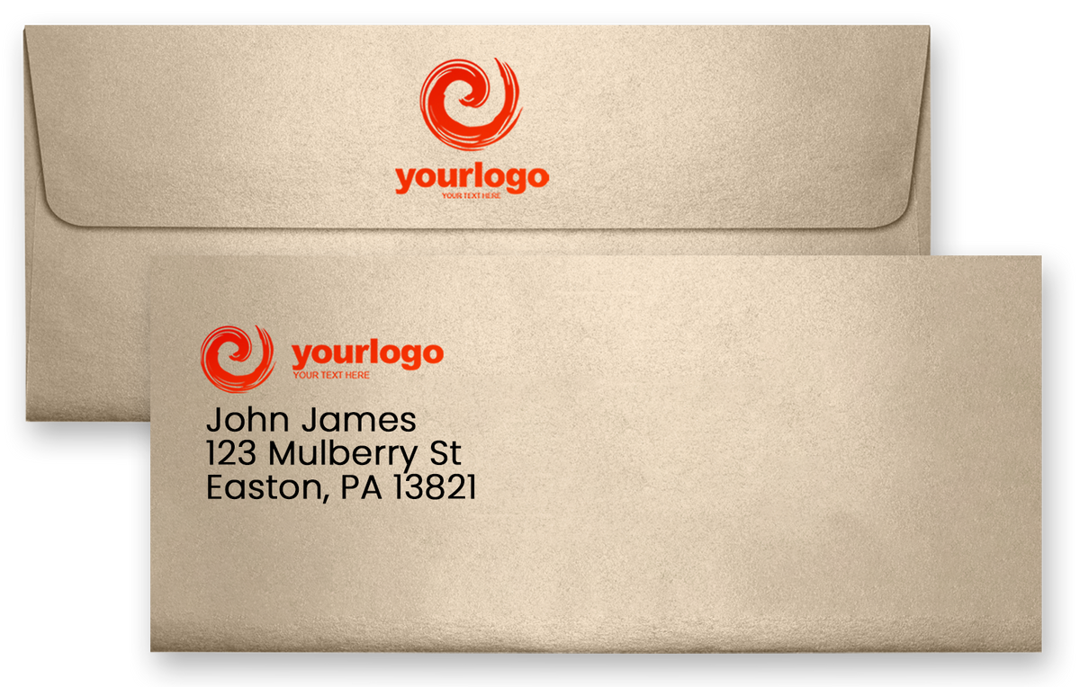 Light Brown Taupe Metallic 32lb #10 Square Flap Envelopes (4 1/8 x 9 1/2) with Peel & Seal