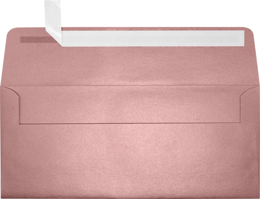 Misty Rose Pink Metallic 84lb #10 Square Flap Envelopes (4 1/8 x 9 1/2) with Peel & Seal