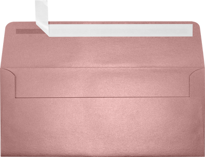 Misty Rose Pink Metallic 84lb #10 Square Flap Envelopes (4 1/8 x 9 1/2) with Peel & Seal
