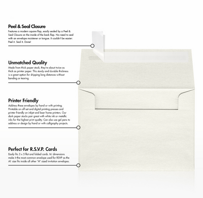 White Quartz Metallic 32lb A1 Invitation Envelopes (3 5/8 x 5 1/8) with Peel & Seal