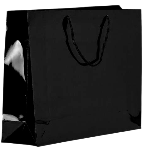 Black X-Large Horizontal Glossy Gift Bags (16 x 13 x 4 3/4)