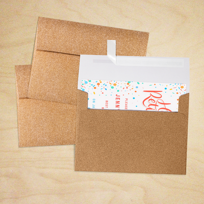 Rose Gold Sparkle 90lb A7 Invitation Envelopes (5 1/4 x 7 1/4) with Peel & Seal