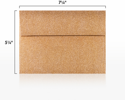 Rose Gold Sparkle 90lb A7 Invitation Envelopes (5 1/4 x 7 1/4) with Peel & Seal
