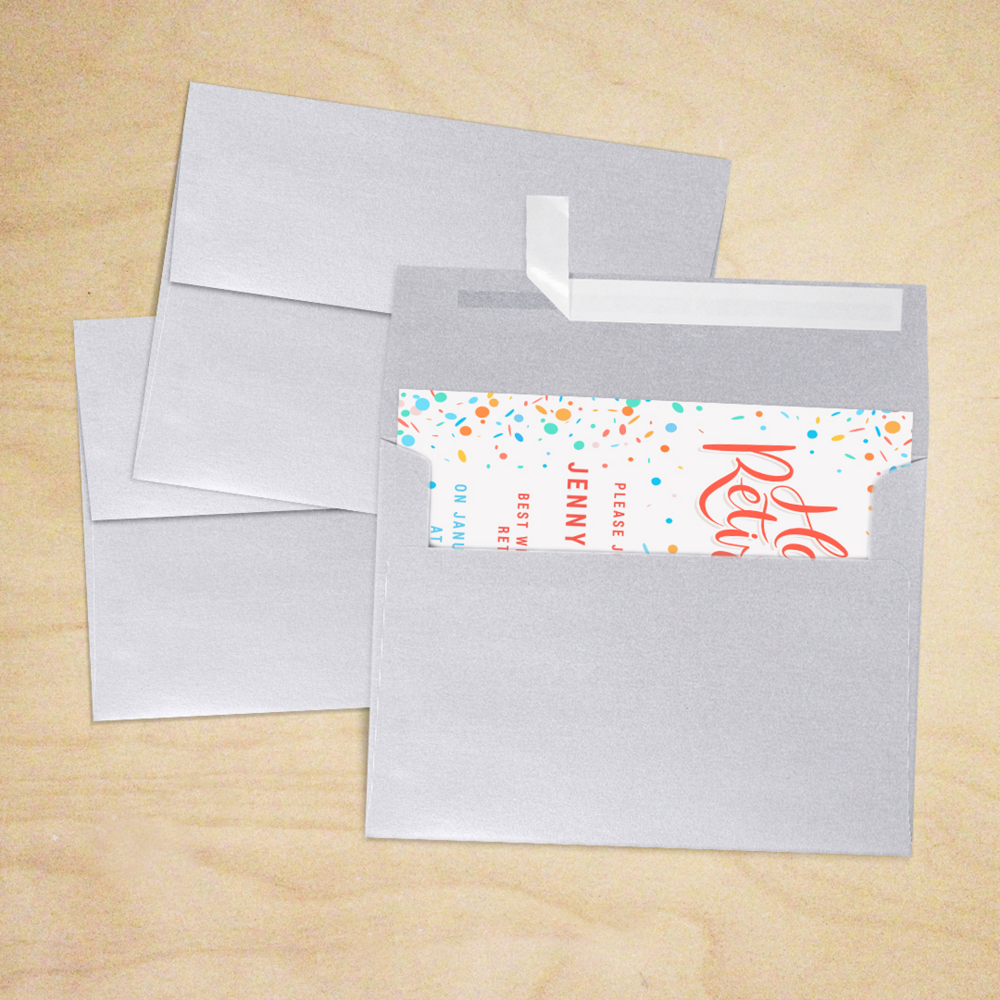 Silver Metallic 32lb A7 Invitation Envelopes (5 1/4 x 7 1/4) with Peel & Seal