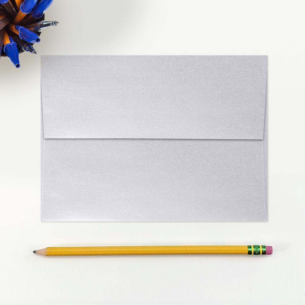 Silver Metallic 32lb A7 Invitation Envelopes (5 1/4 x 7 1/4) with Peel & Seal