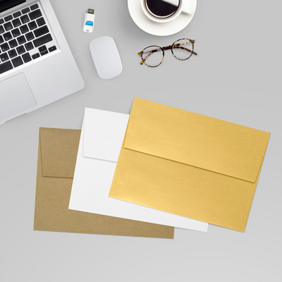 Gold Metallic 32lb A7 Invitation Envelopes (5 1/4 x 7 1/4) with Peel & Seal