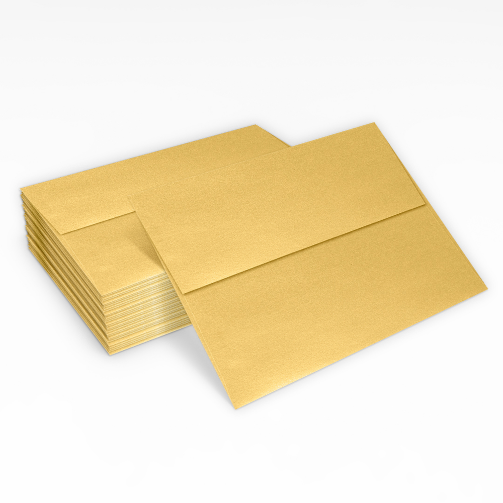 Gold Metallic 32lb A7 Invitation Envelopes (5 1/4 x 7 1/4) with Peel & Seal
