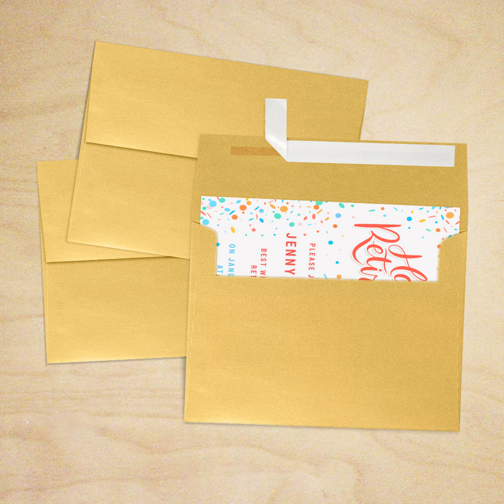 Gold Metallic 32lb A7 Invitation Envelopes (5 1/4 x 7 1/4) with Peel & Seal