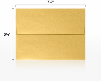 Gold Metallic 32lb A7 Invitation Envelopes (5 1/4 x 7 1/4) with Peel & Seal