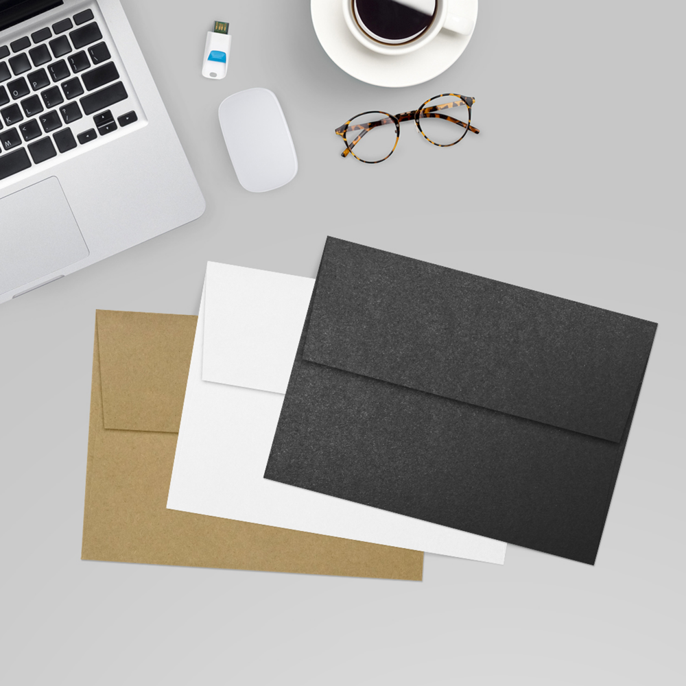 Anthracite Black Metallic 32lb A7 Invitation Envelopes (5 1/4 x 7 1/4) with Peel & Seal