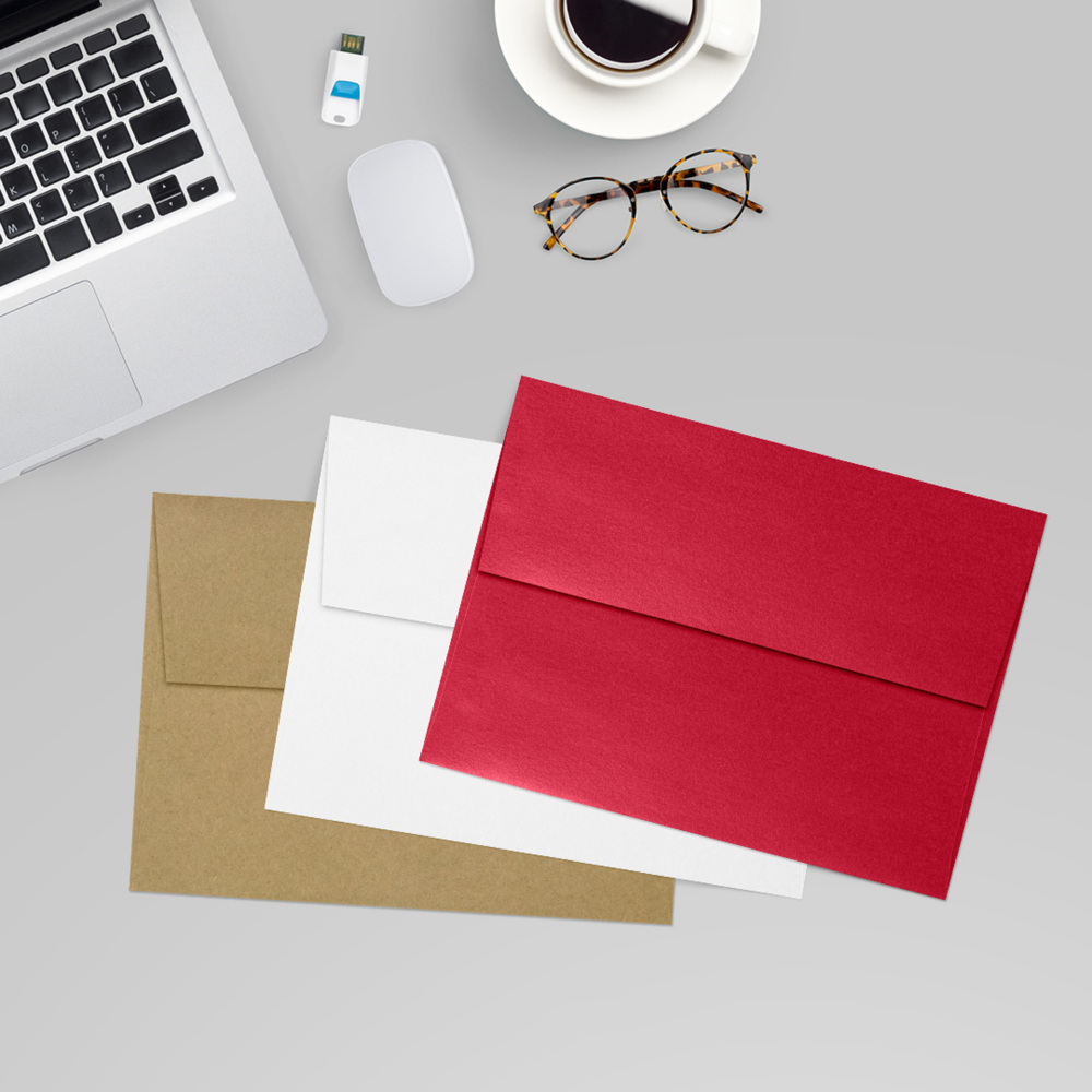 Jupiter Red Metallic 32lb A7 Invitation Envelopes (5 1/4 x 7 1/4) with Peel & Seal