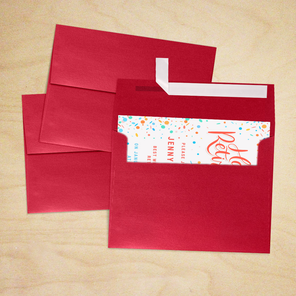 Jupiter Red Metallic 32lb A7 Invitation Envelopes (5 1/4 x 7 1/4) with Peel & Seal