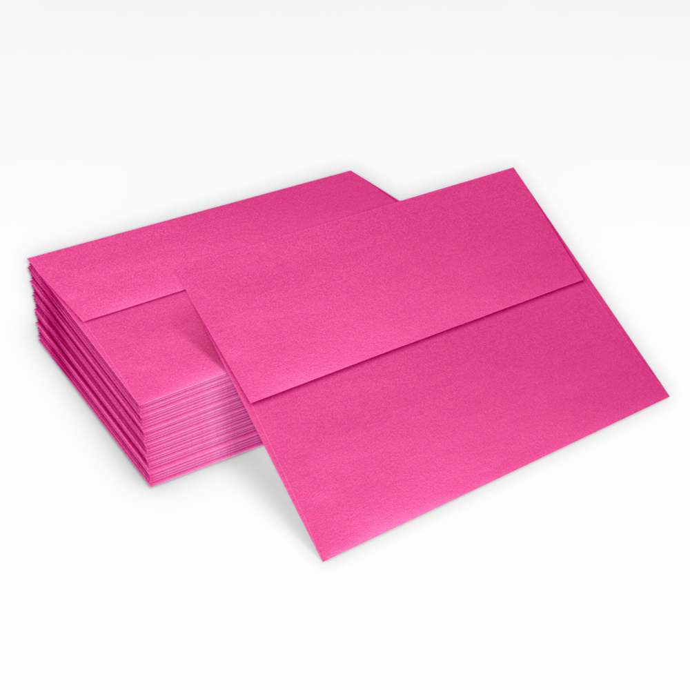 Azalea Fuchsia Pink Metallic 32lb A7 Invitation Envelopes (5 1/4 x 7 1/4) with Peel & Seal