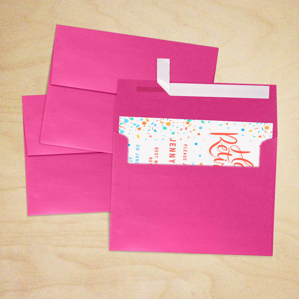 Azalea Fuchsia Pink Metallic 32lb A7 Invitation Envelopes (5 1/4 x 7 1/4) with Peel & Seal