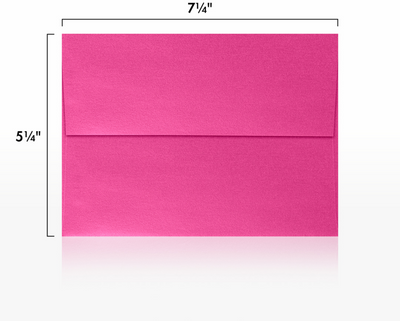 Azalea Fuchsia Pink Metallic 32lb A7 Invitation Envelopes (5 1/4 x 7 1/4) with Peel & Seal