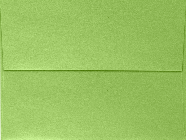 Lime Green Metallic 32lb A7 Invitation Envelopes (5 1/4 x 7 1/4) with Peel & Seal
