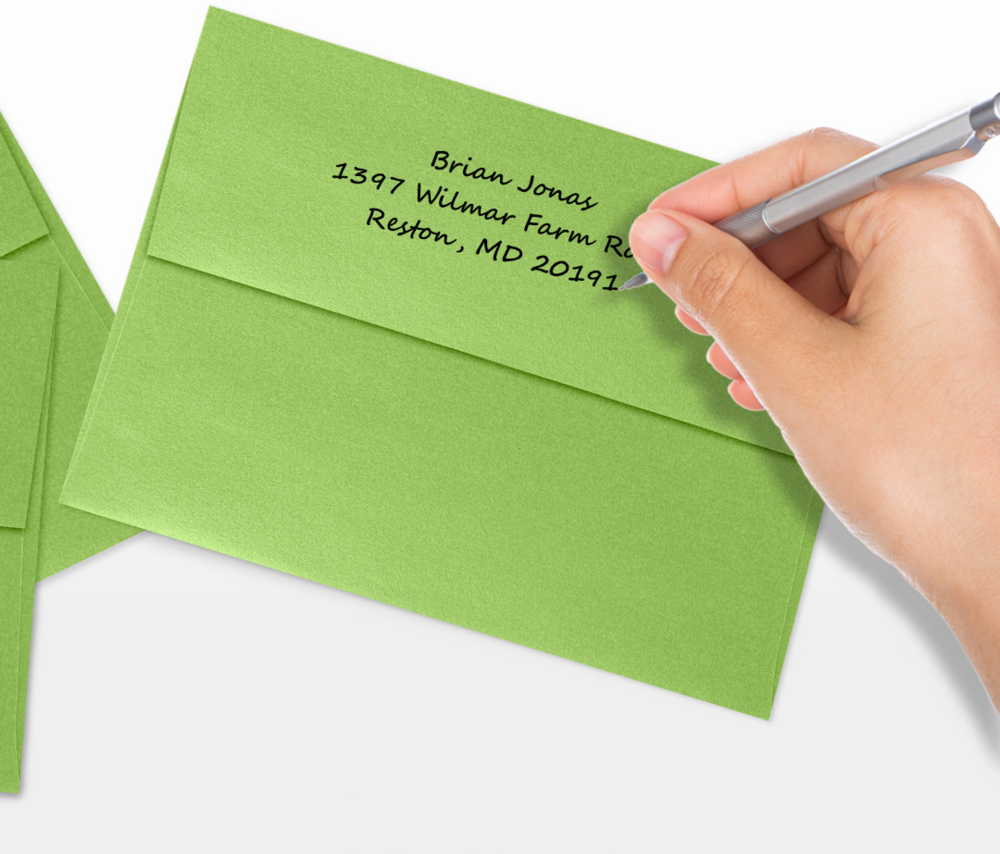 Lime Green Metallic 32lb A7 Invitation Envelopes (5 1/4 x 7 1/4) with Peel & Seal