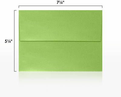 Lime Green Metallic 32lb A7 Invitation Envelopes (5 1/4 x 7 1/4) with Peel & Seal