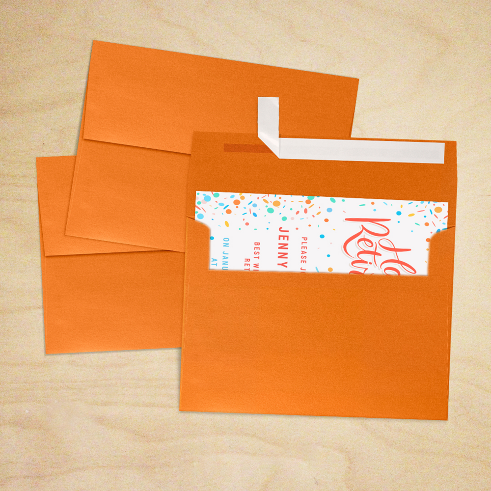 Orange Flame Metallic 32lb A7 Invitation Envelopes (5 1/4 x 7 1/4) with Peel & Seal