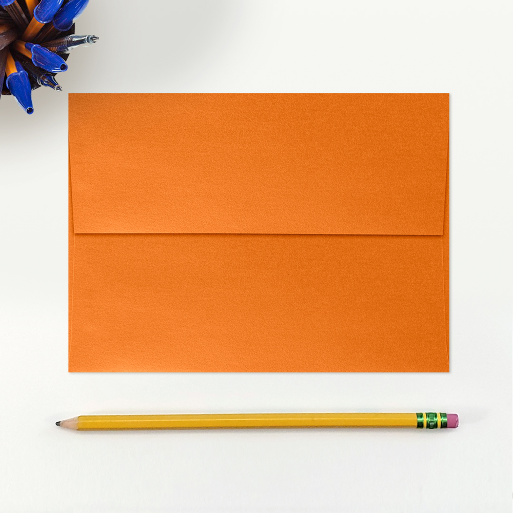 Orange Flame Metallic 32lb A7 Invitation Envelopes (5 1/4 x 7 1/4) with Peel & Seal