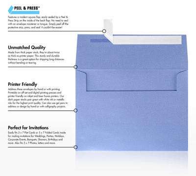 Vista Purple Metallic 32lb A7 Invitation Envelopes (5 1/4 x 7 1/4) with Peel & Seal