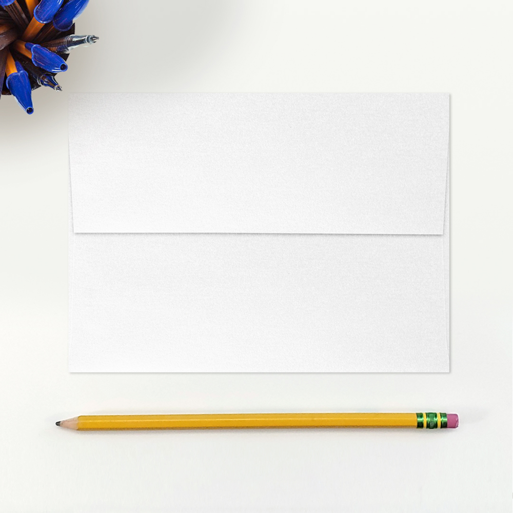 Crystal White Metallic 32lb A7 Invitation Envelopes (5 1/4 x 7 1/4) with Peel & Seal