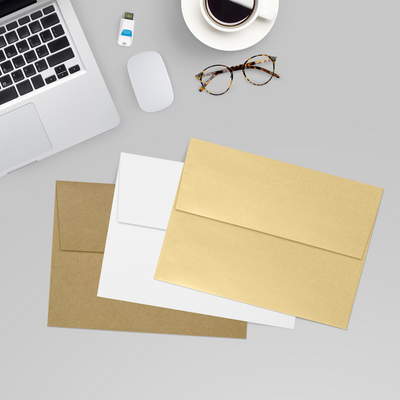 Light Gold Blonde Metallic 32lb A7 Invitation Envelopes (5 1/4 x 7 1/4) with Peel & Seal