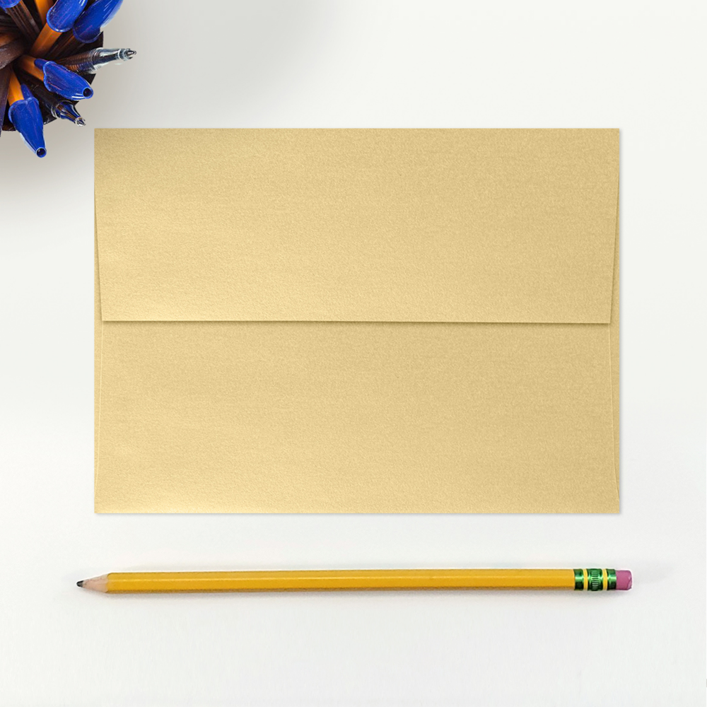 Light Gold Blonde Metallic 32lb A7 Invitation Envelopes (5 1/4 x 7 1/4) with Peel & Seal