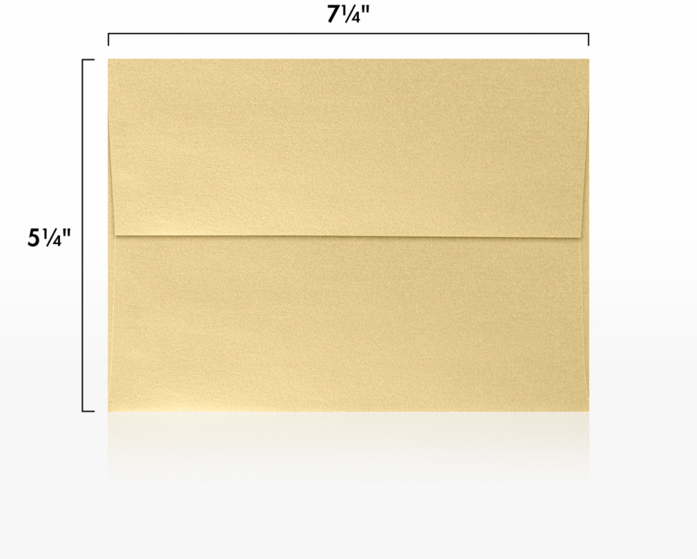 Light Gold Blonde Metallic 32lb A7 Invitation Envelopes (5 1/4 x 7 1/4) with Peel & Seal