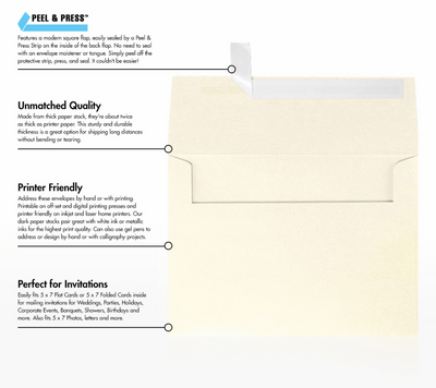 Champagne Ivory Metallic 32lb A7 Invitation Envelopes (5 1/4 x 7 1/4) with Peel & Seal