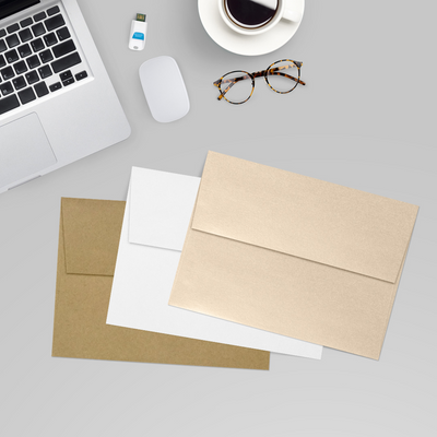 Light Brown Taupe Metallic 32lb A7 Invitation Envelopes (5 1/4 x 7 1/4) with Peel & Seal