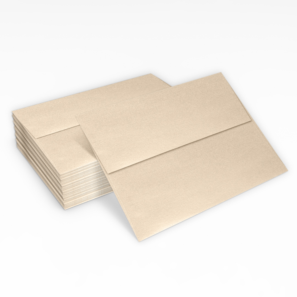 Light Brown Taupe Metallic 32lb A7 Invitation Envelopes (5 1/4 x 7 1/4) with Peel & Seal