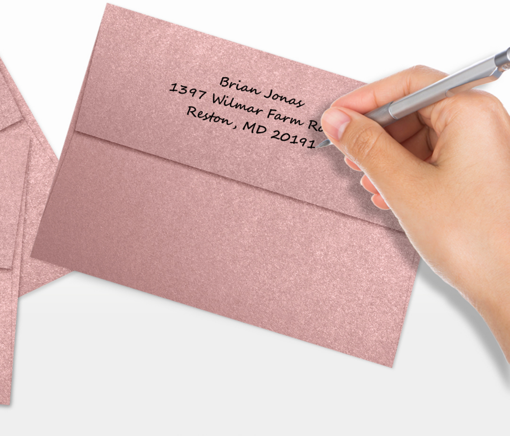 Misty Rose Pink Metallic 84lb A7 Invitation Envelopes (5 1/4 x 7 1/4) with Peel & Seal