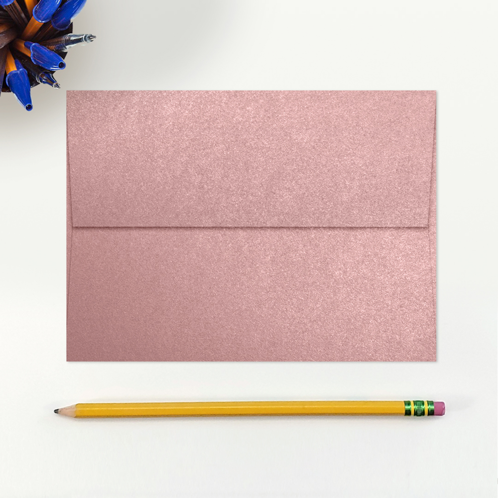 Misty Rose Pink Metallic 84lb A7 Invitation Envelopes (5 1/4 x 7 1/4) with Peel & Seal