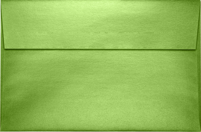 Lime Green Metallic 32lb A9 Invitation Envelopes (5 3/4 x 8 3/4) with Peel & Seal