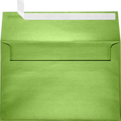 Lime Green Metallic 32lb A9 Invitation Envelopes (5 3/4 x 8 3/4) with Peel & Seal