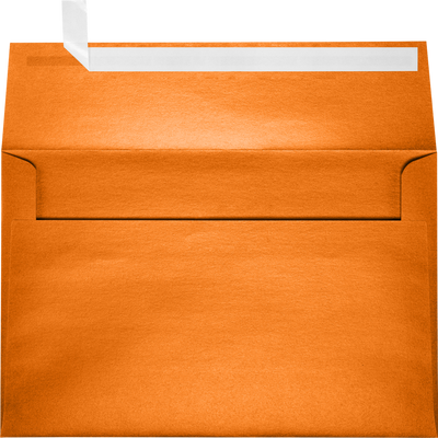 Orange Flame Metallic 32lb A9 Invitation Envelopes (5 3/4 x 8 3/4) with Peel & Seal