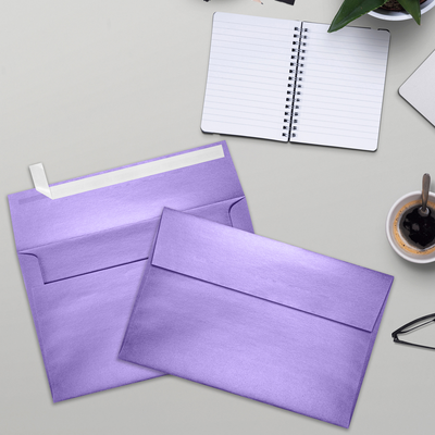 Amethyst Purple Metallic 32lb A9 Invitation Envelopes (5 3/4 x 8 3/4) with Peel & Seal