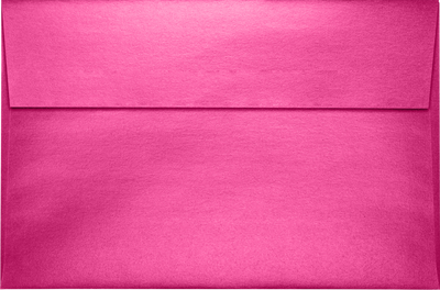 Azalea Fuchsia Pink Metallic 32lb A9 Invitation Envelopes (5 3/4 x 8 3/4) with Peel & Seal