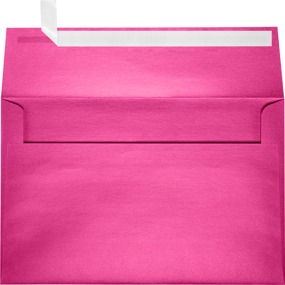 Azalea Fuchsia Pink Metallic 32lb A9 Invitation Envelopes (5 3/4 x 8 3/4) with Peel & Seal