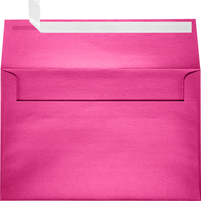 Azalea Fuchsia Pink Metallic 32lb A9 Invitation Envelopes (5 3/4 x 8 3/4) with Peel & Seal