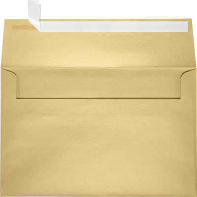 Light Gold Blonde Metallic 32lb A9 Invitation Envelopes (5 3/4 x 8 3/4) with Peel & Seal