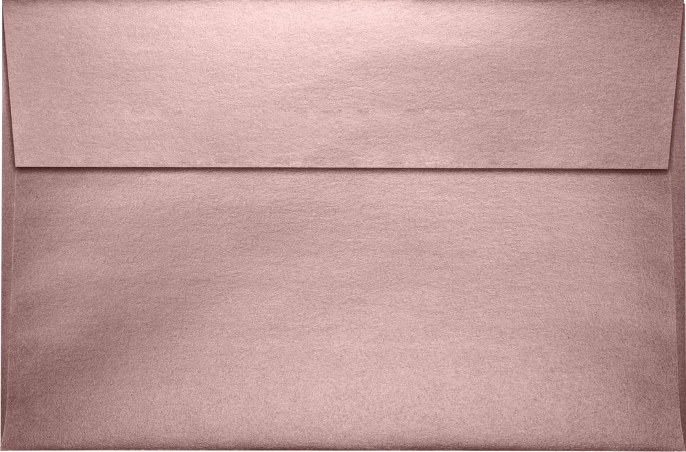 Misty Rose Pink Metallic 84lb A9 Invitation Envelopes (5 3/4 x 8 3/4) with Peel & Seal
